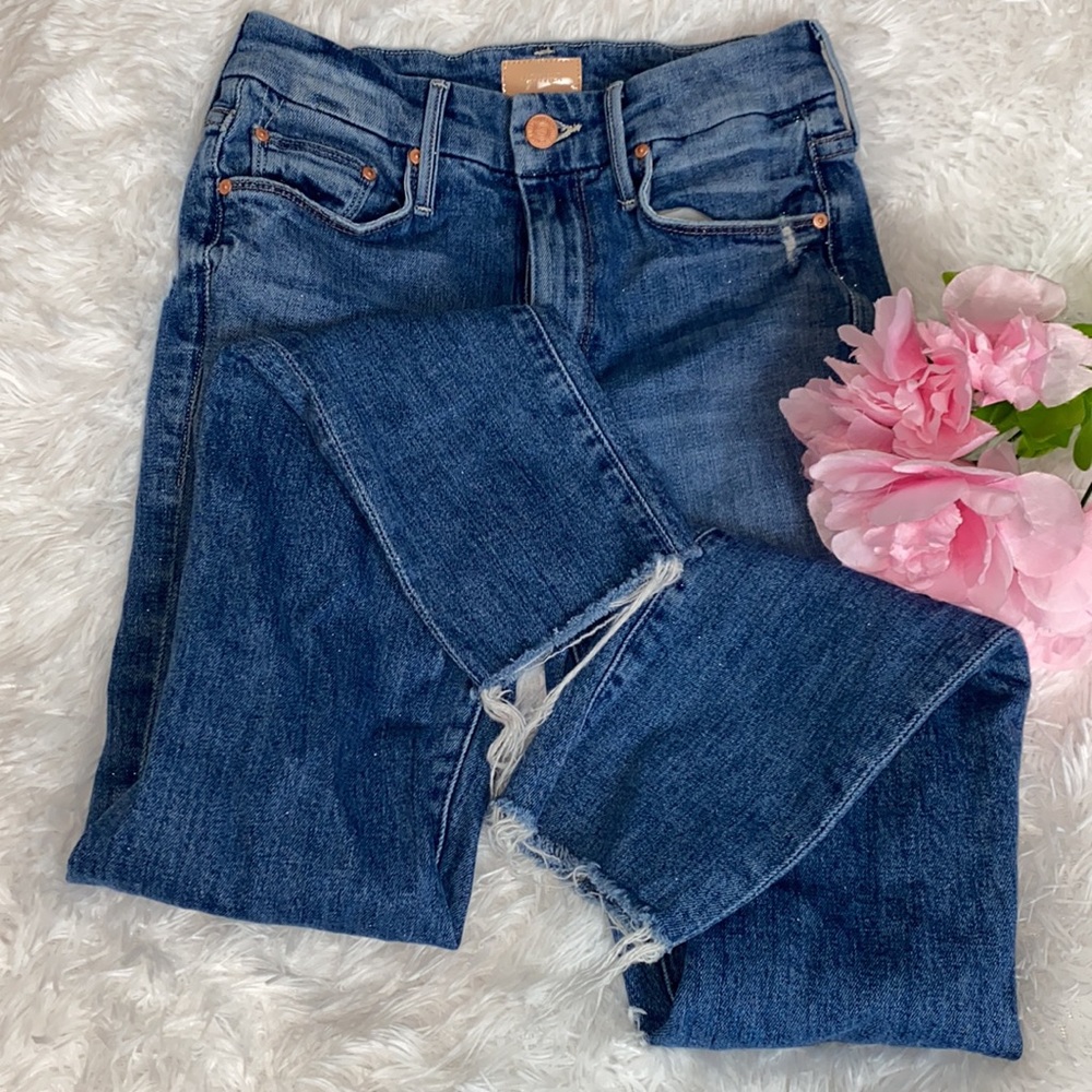 MOTHER jeans | 24 | mother the looker ankle Fray | made in USA ; distressed knee
